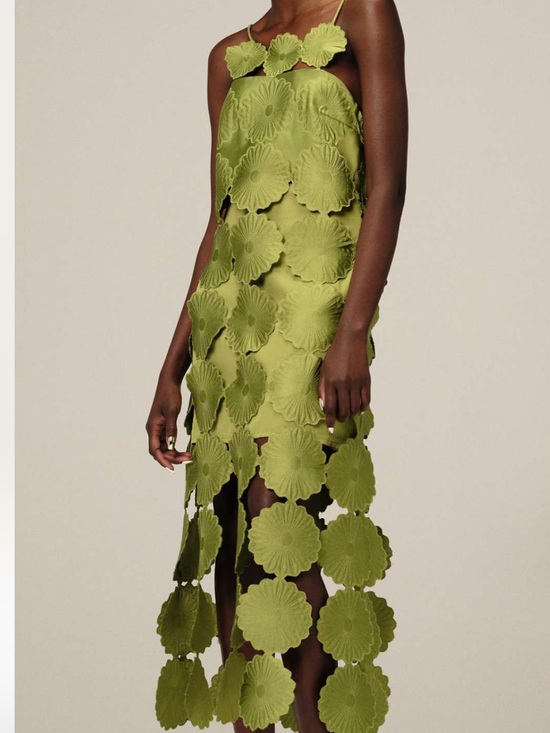 ASOS Dresses & Skirts - ARRANGE cutwork floral midi dress with fringe hem in olive green